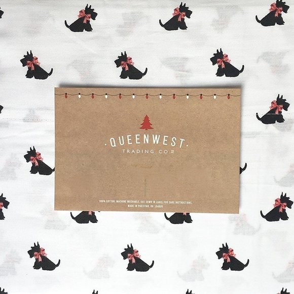 Queenwest SCOTTIE DOGS with Red Bow FULL Size Cotton Sheet SetALL COTTON